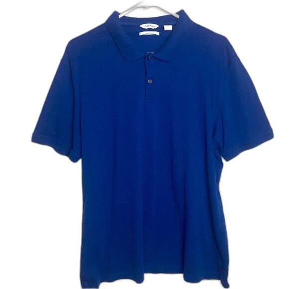 Calvin Klein Men's Blue Liquid Touch Short Sleeve Polo Shirt 0171 - Picture 1 of 3